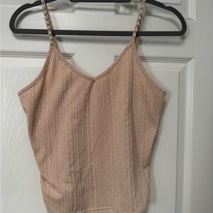 SHEIN Tan Ribbed Fitted Sleeveless Camisole